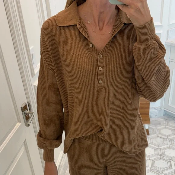 Free People Brown Ribbed Lounge Set - Picture 2 of 6